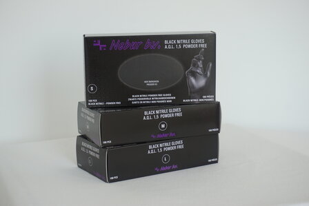 Nebur Nitrile Handschoenen Maat M - Ongepoederd 100 stuks - Zwart | HD-Haircare